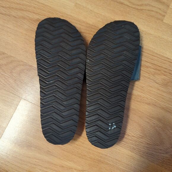 L.L. Bean Slides Sandals Women 6.5 Blue Leather Open Toe Buckle Cork - Picture 5 of 6